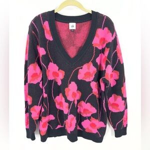 Cabi Rococo Sweater Womens Large Floral Soft Plush Cozy Artsy Colorful Statement